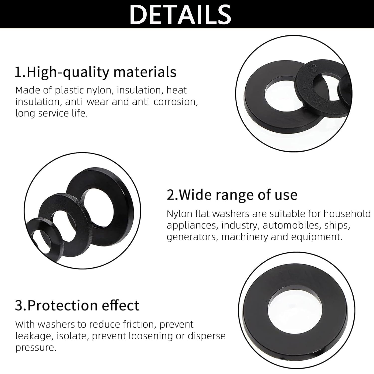 TA-VIGOR 12Pcs Black Nylon Flat Washers, M16 x 30mm x 3mm, Insulating O-Ring Gaskets, Tap Sealing Spacer for Faucet Pipe - Image 4