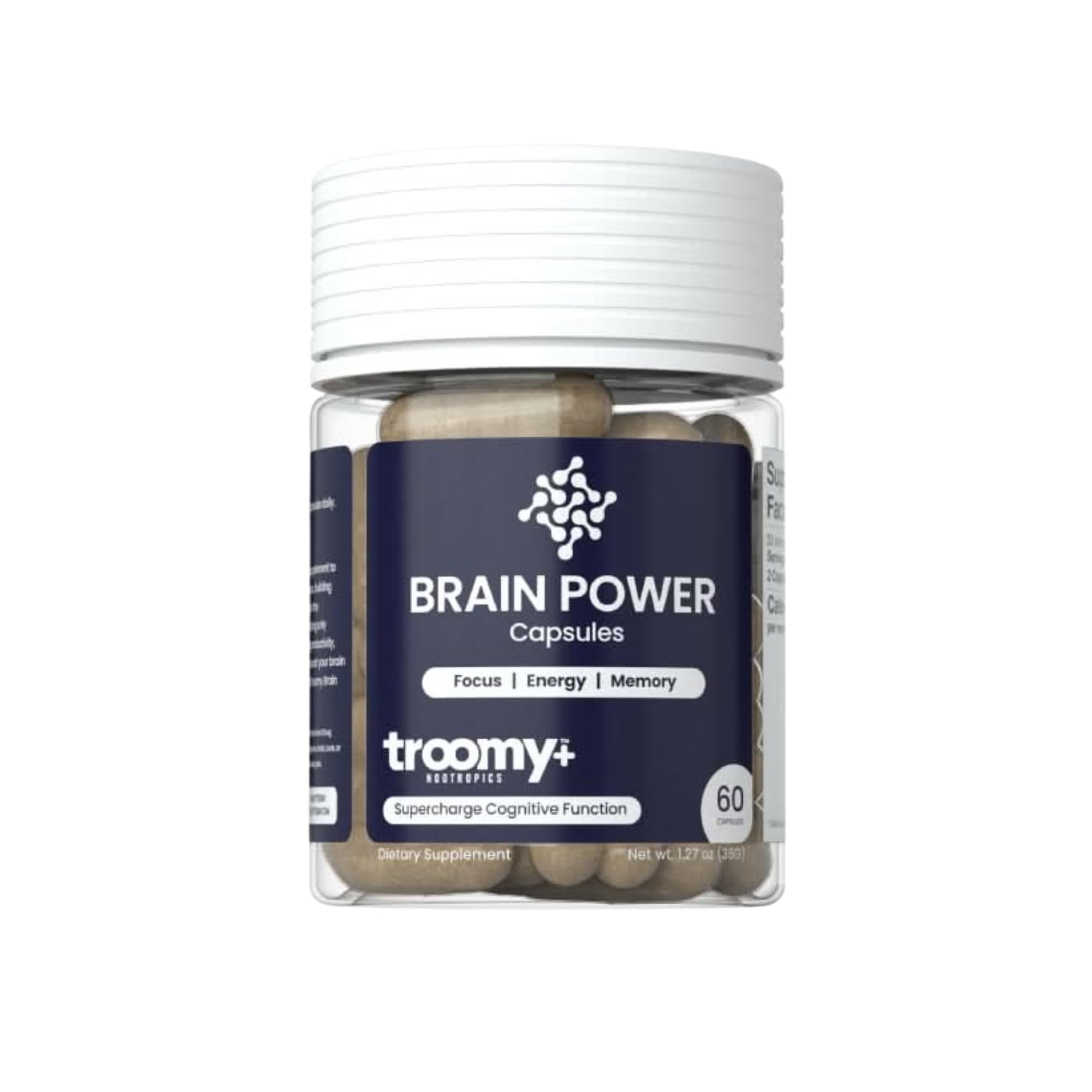 Troomy Brain Power Supplement - Daily Wellness Supplement with Citicoline, Lion’s Mane, and Cordyceps - Plant-Based Formula for Routine Support, Everyday Balance, and General Wellness - 60 Capsules