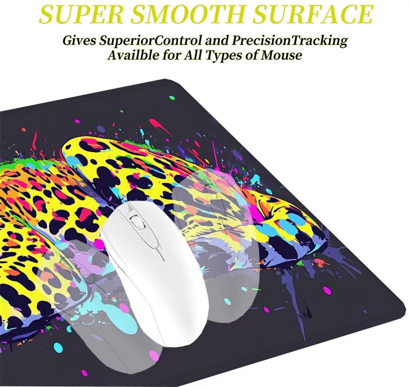 Tapis de souris grand format léopard avec base caoutchouc durable
