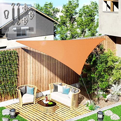 Infrange Triangle Sun Shade Sails Canopy 195Gsm Orange 12' X 15' X 19.2' S With Hardware Kits Water And Air Permeable & Uv Resistant, Heavy Duty, For Patio Outdoor Activities- (Customized) #TOP7