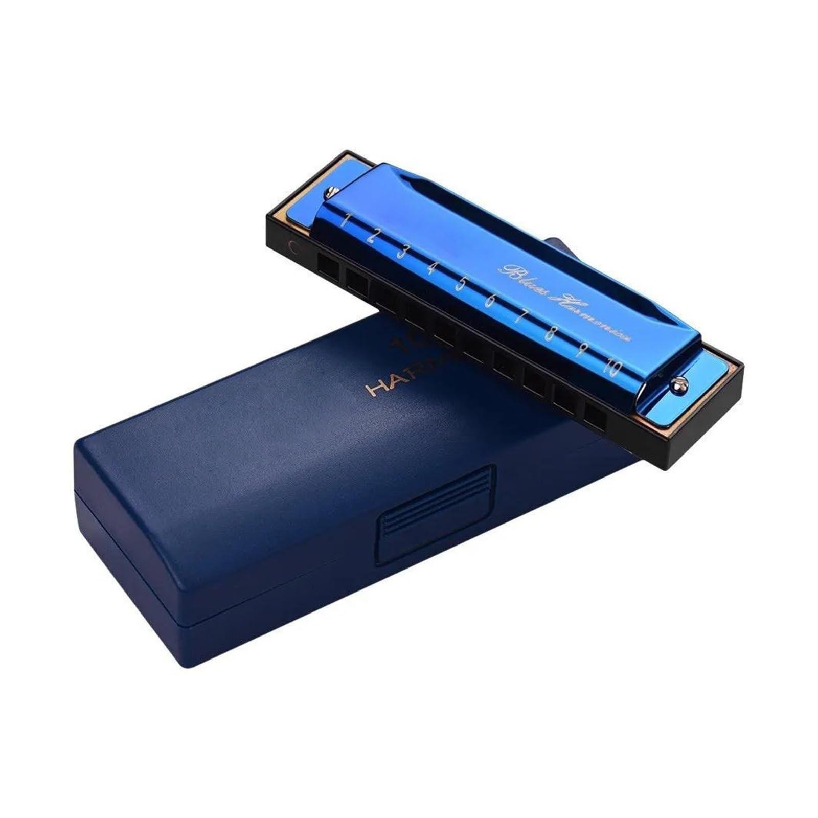 Mundharmonika Blues-Mundharmonika Tonart C 10 Löcher 20 Töne Mundharmonika Harfe Musikinstrument(Blue)