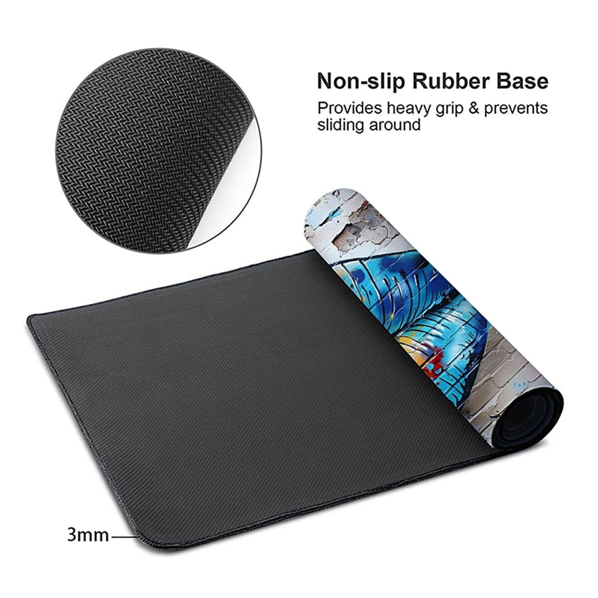 Tappetino per Mouse Gaming XXL 1200x600x3mm – Ufficio Mousepad Grande – Migliora la Velocità e la Precisione Tenuta Stabile Sottomano per Ufficio e Casa Accessori Scrivania – Graffiti Bocca LMDT5554