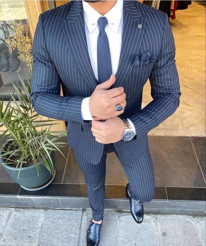 Mens Slim Fit Stripe Jacket Casual Suit Blazer Sport Coat Two-Button Lightweight Daily Pinstripes Jackets for Men4