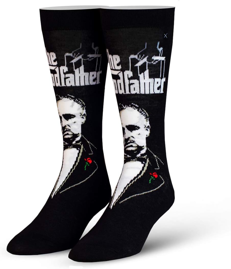 Cool Socks – The Godfather Vito Corleone Crew Socks – Size Large for Men & Women – Official Movie Merch in Comfy Cotton Blend – Great Gift for Film Buffs, Movie Lovers, or Classic Cinema Fans