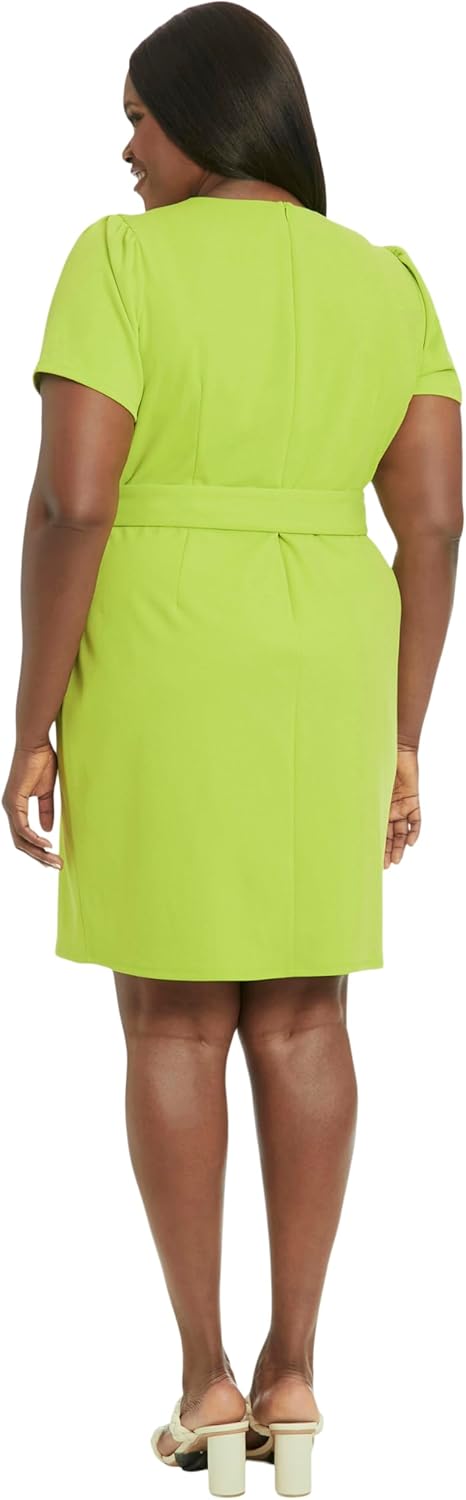 London Times Womens V-Neck Short Sleeve Belted Summer Dress for Women | Dresses for Women Party - Image 6