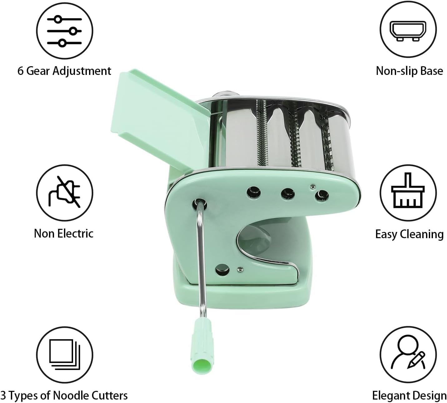 Máquina Manual para Hacer Pasta con 3 Cuchillas De Corte Y Rodillos De Acero Inoxidable, Adecuada para Hacer Pasta Casera, Lasaña Y Masa para Empanadillas. Pink