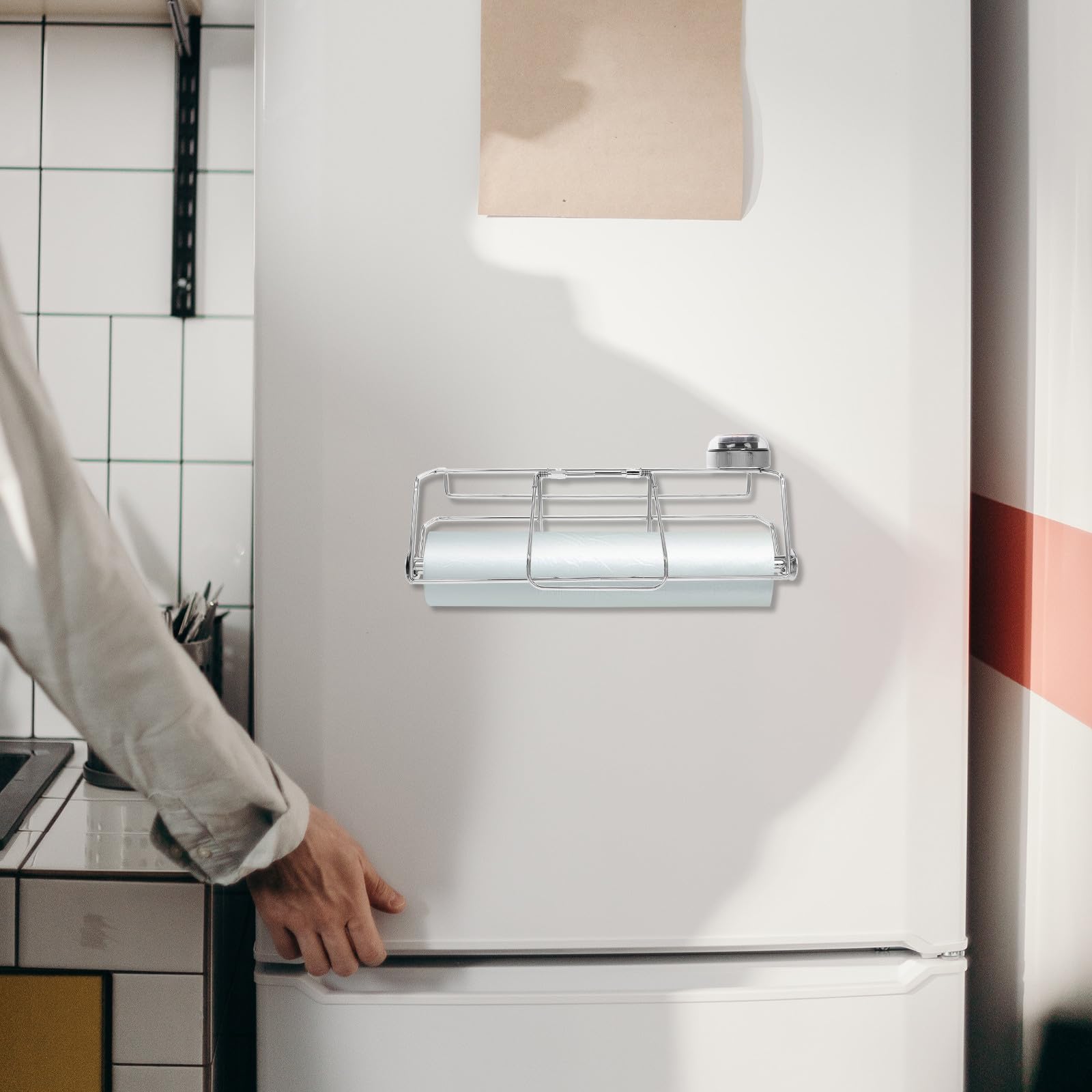 Dispensador Colgante de Bolsas de Acero Inoxidable para Bolsas de Compra y Enrollables, Diseño Portátil y Resistente para Cocina y Supermercado