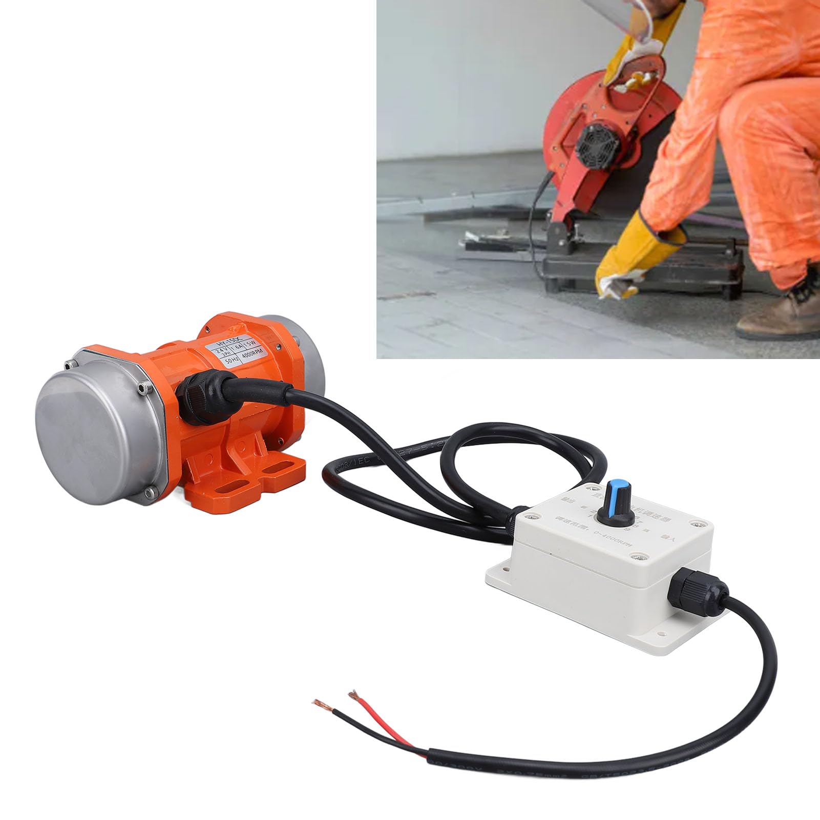 Motore vibrante senza spazzole DC24V, motore vibratore per calcestruzzo, velocità regolabile 4000 giri/min con IP65, mini vibratore elettrico per calcestruzzo per edilizia, (15 W)
