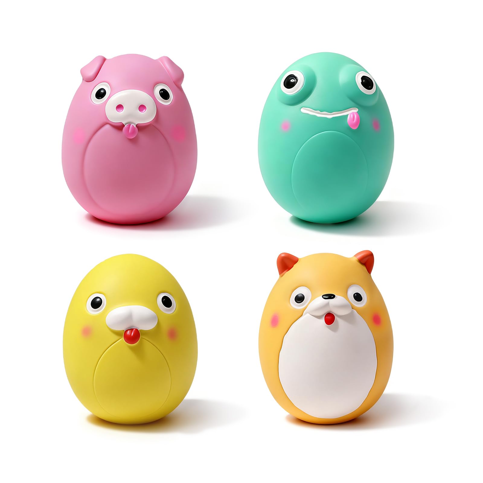 Bestwist Squeaky Dog Ball, Latex Bouncy Egg Balls with Squeaker for Puppy Small Dogs, 4 Pack 2.4 Inch Fun Interactive Animals Toys Set for Exercise & Fetch Play