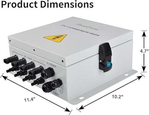 Miniatura 6 de Caja combinadora fotovoltaica, caja combinada solar de metal de 4 cuerdas con fusible de corriente nominal de 15 A, dispositivo de protección contra