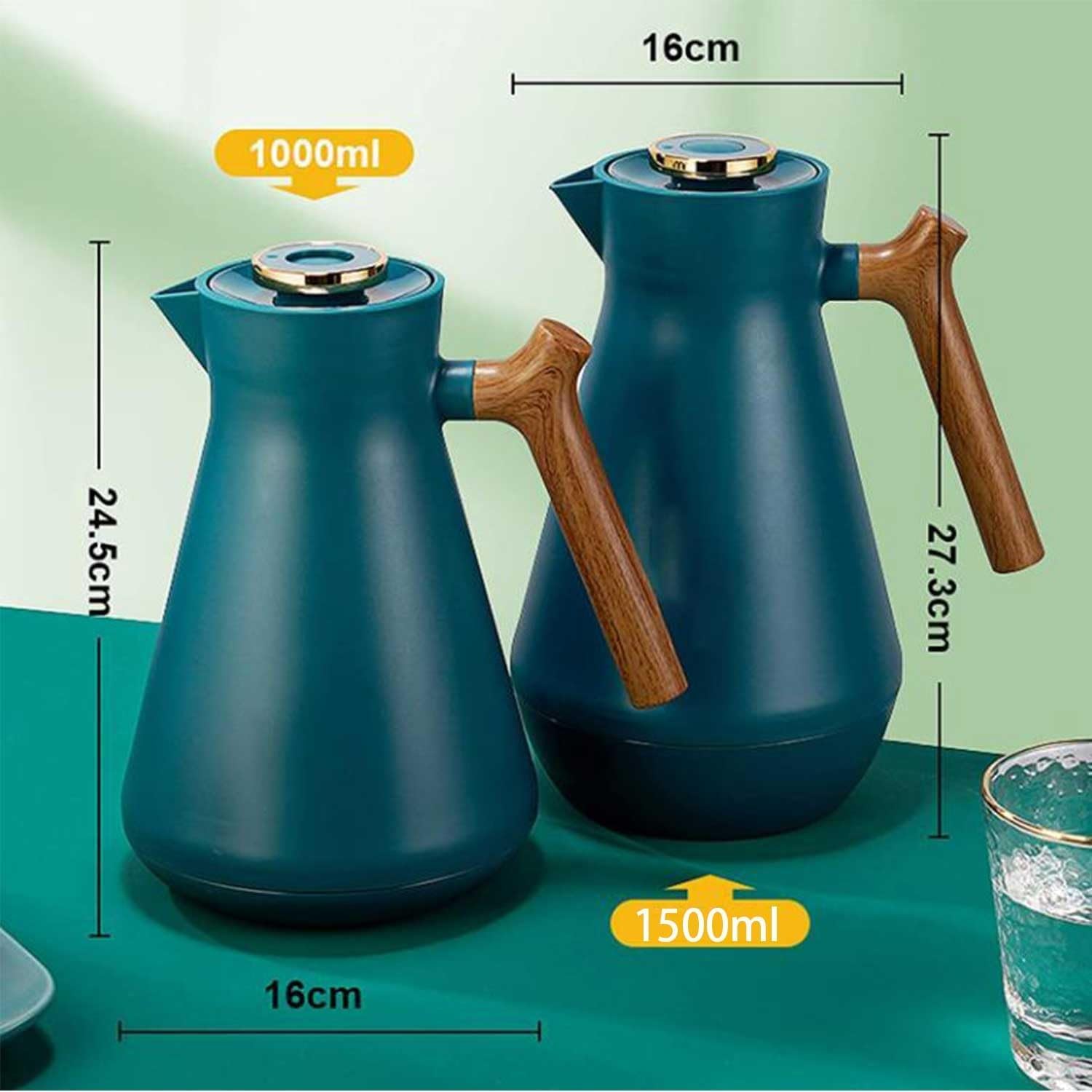 1/1,5 Liter Thermo-kaffeekanne, Vakuum-kaffeekanne Insed Vakuum-kaffeeflasche 24-Stunden-wärmespeicher-vakuumkanne Für Kaffee-Tee, Beige, 1L