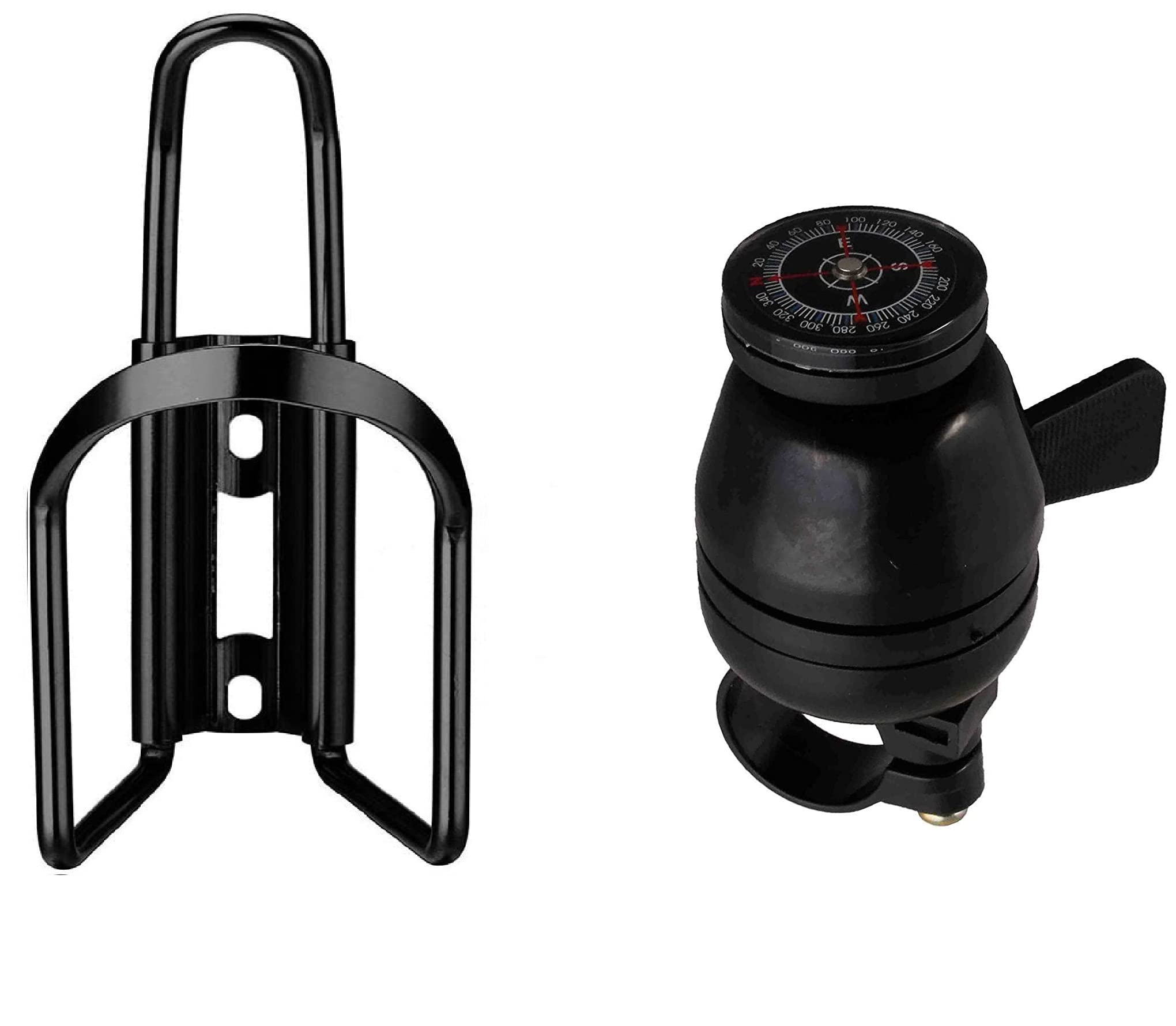 Aluminium Cycle Water Bottle Cage and Bicycle Bell (Cage and Compass Bell)-image-17
