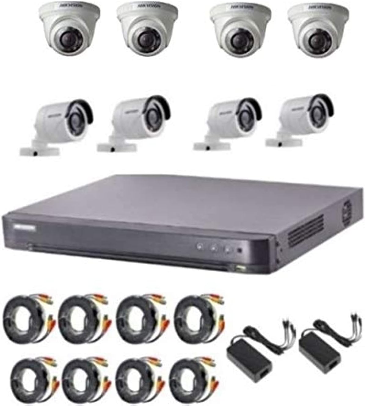 2mp Hd (1080p) 8ch Dvr,4 Bullet and 4 Indoor Camera, Power Supply,20m Cable 8 Pieces