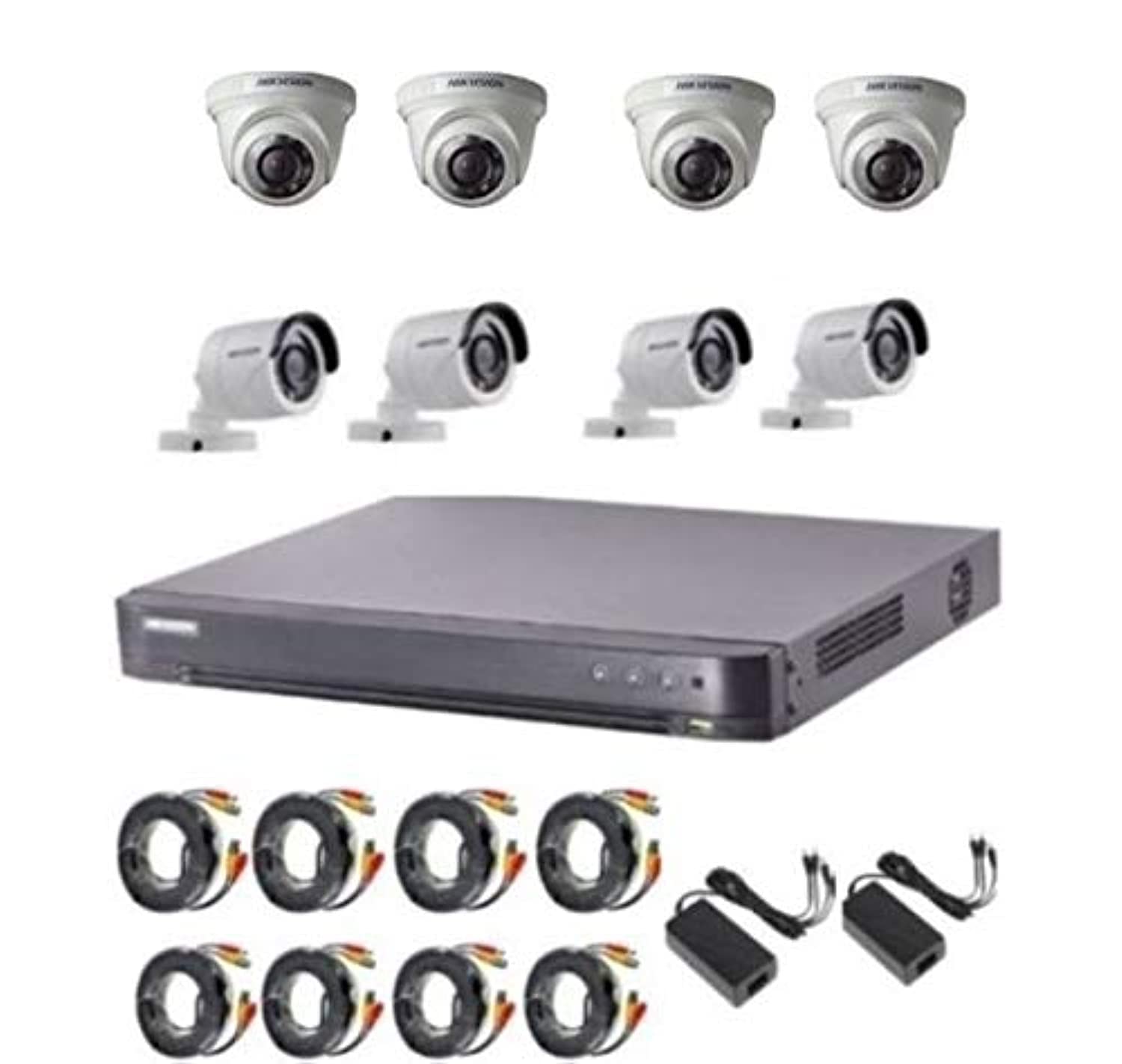 2mp Hd (1080p) 8ch Dvr,4 Bullet and 4 Indoor Camera, Power Supply,20m Cable 8 Pieces