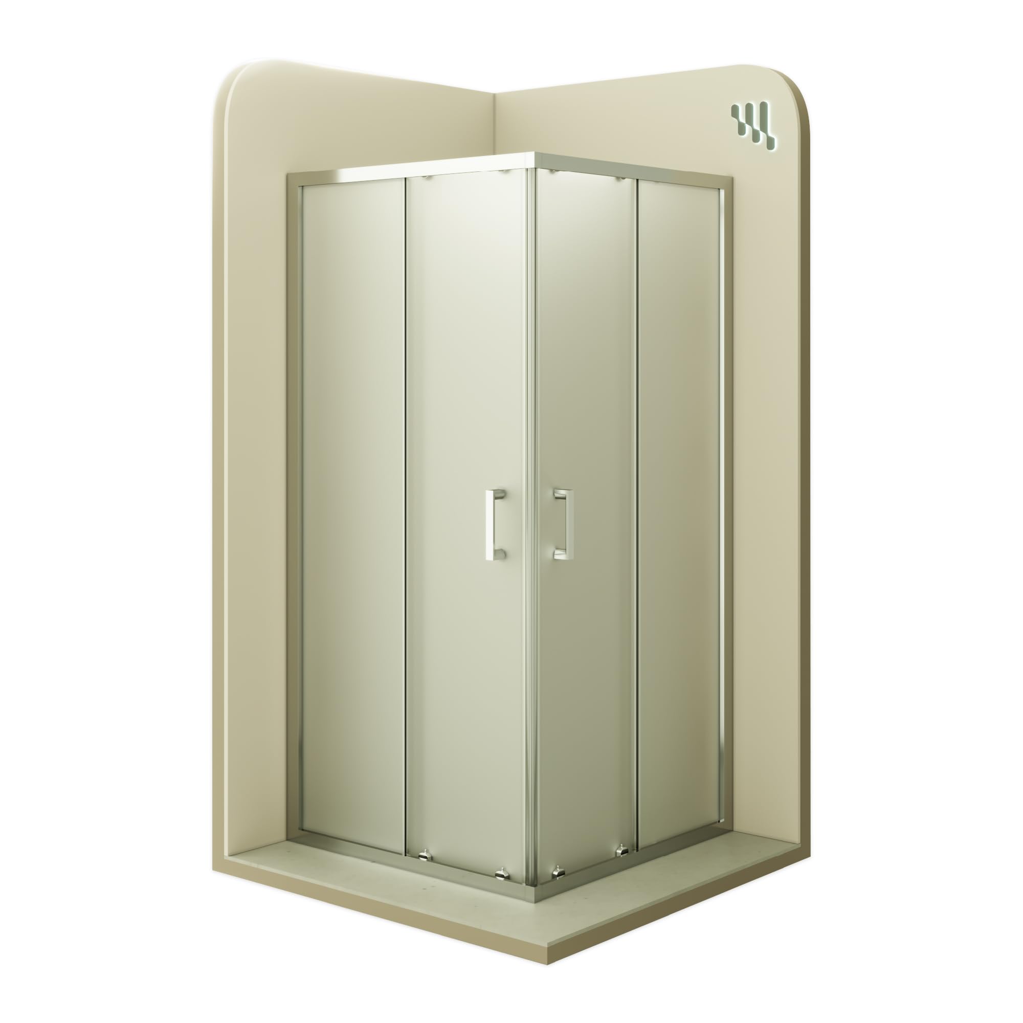 Mampara de Ducha Diana 75x75x190cm | REVERSIBLE | Puerta corredera, Ajuste 72,5-74,5 x 72,5-74,5cm | Perfiles Cromados, cristal de seguridad ESG Satinado de 6mm