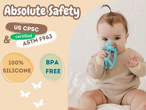 Miniatura 3 de Juguete de dentición para bebés de 0 a 6 meses, 12 y 18 meses, elefante de silicona de grado alimenticio, evita asfixia y sin olor, regalo para