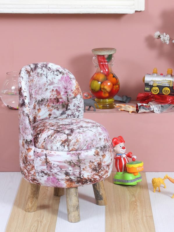 Image of Ottoman Kids pouffe Small Stool for Baby Chair Study Table Stool for Kids Room Baby Sofa Stepstool Children Cartoon Wooden Chair, 14x26 Inch, Pink