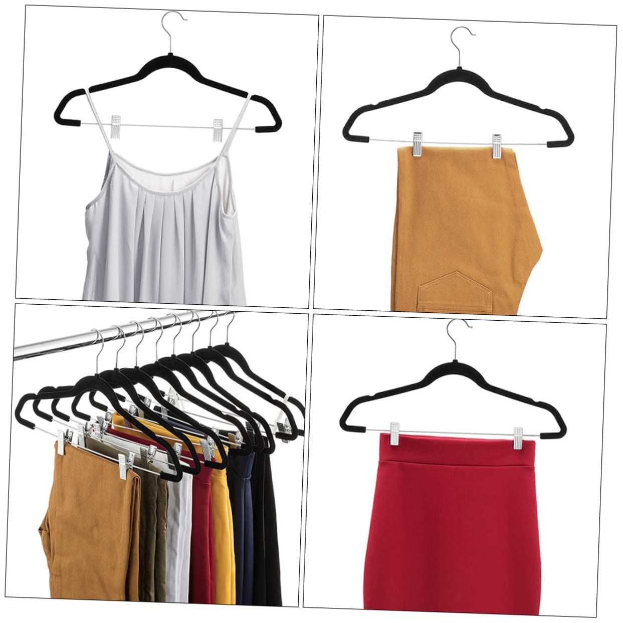 Alipis 4Pcs Skid Pants Hangers Multi Functional Clip Hangers for Skirts and Trousers Household Accessories for Closet Organization