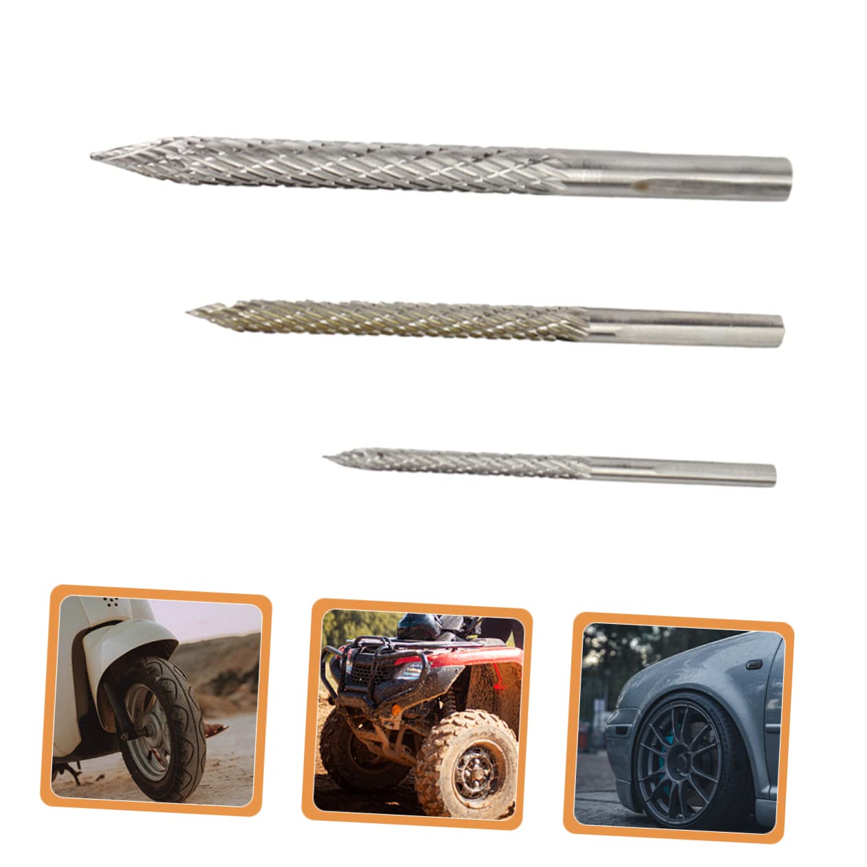 SHERCHPRY 3juegos Puntas De Reparación De Neumáticos De Brocas De Para Automóviles y Motocicletas y Herramienta Para Remover Daños y Puntos De Pinchazo