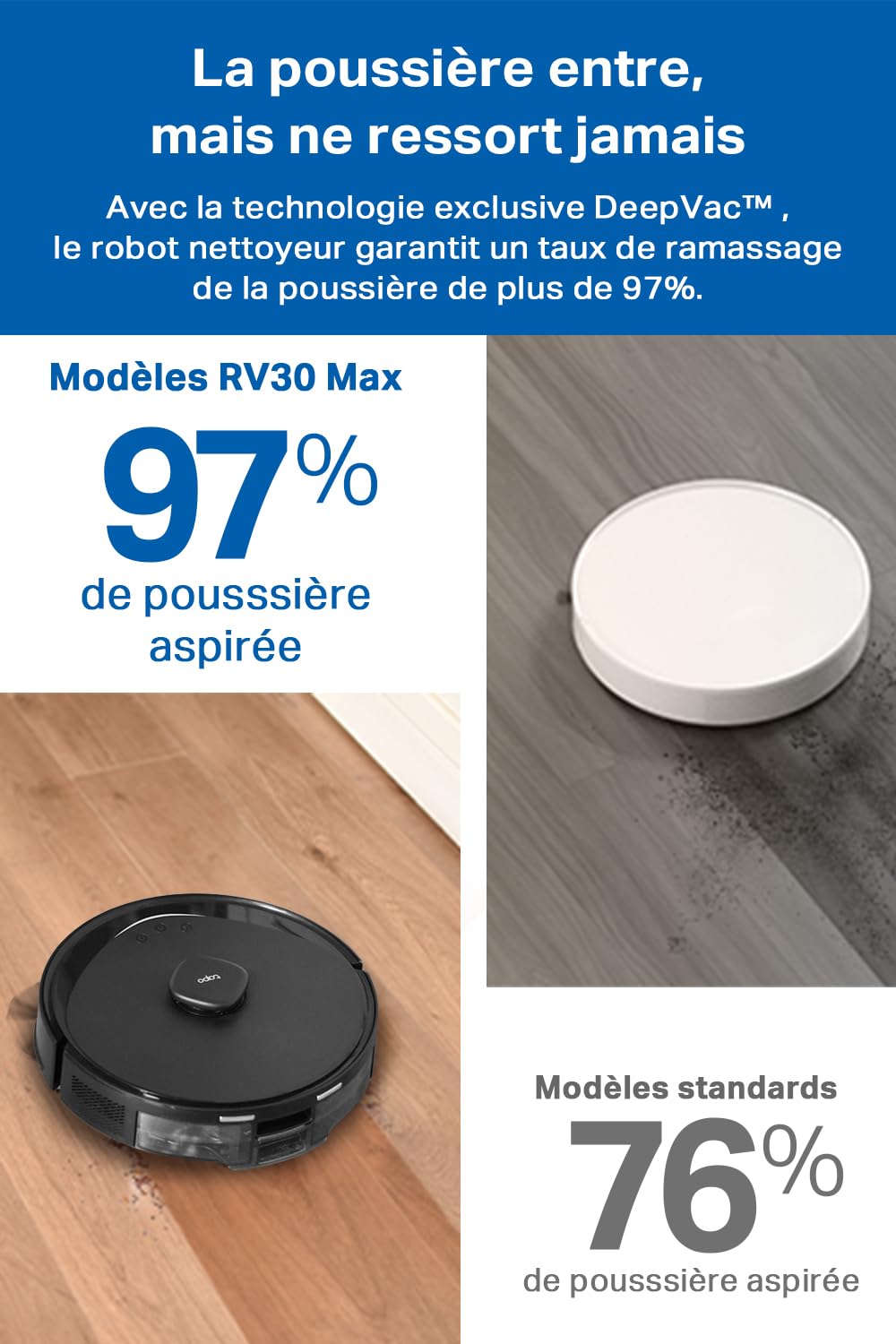 Tapo Aspirateur Robot Laveur 4 en 1 RV30Max Plus Vidage Automatique, Silencieux et Fin, Ultra puissante de 5300Pa, Navigation LiDAR, Auto-Charge Autonomie 150min, Tapis et Poils d'animaux