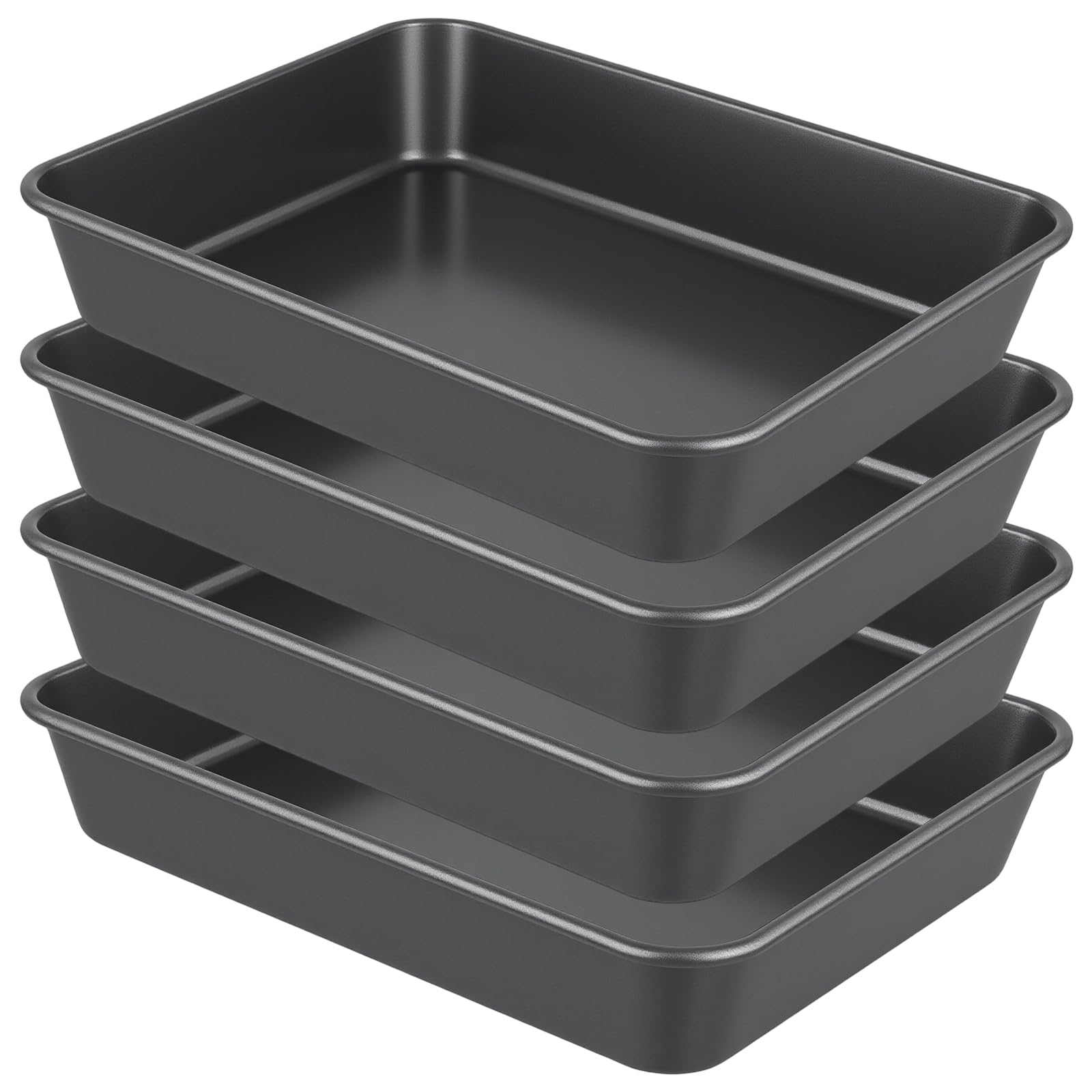 UNGFEI 4 Pack Deep Small Baking Trays 27.5x22.4x5.1cm Non-Stick Oven Tray, 2inch Deep Cake Tin for Cakes, pies, focaccia, lasagnas, Roast Meats and Vegetables