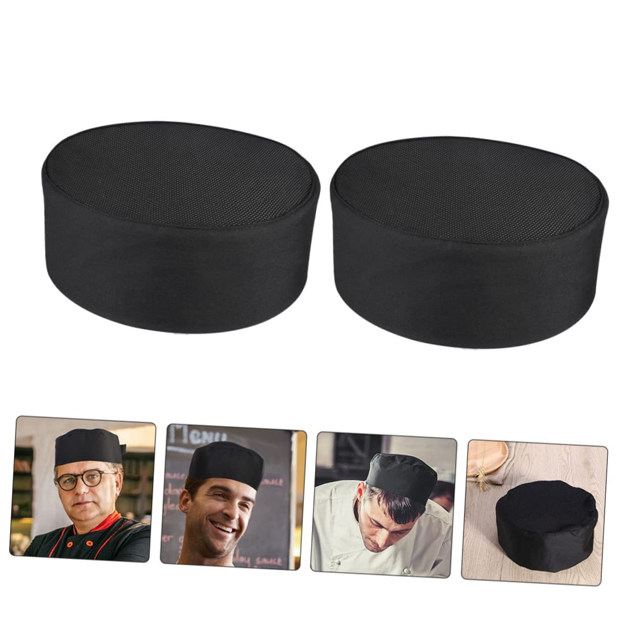 LIFKOME Sombrero De Cocinero Tapa Gorra De Cocinero Neto Sombrero De Los Hombres Gorras De Unisex para Transatlántico o Pañuelo Black Ropa De Algodón
