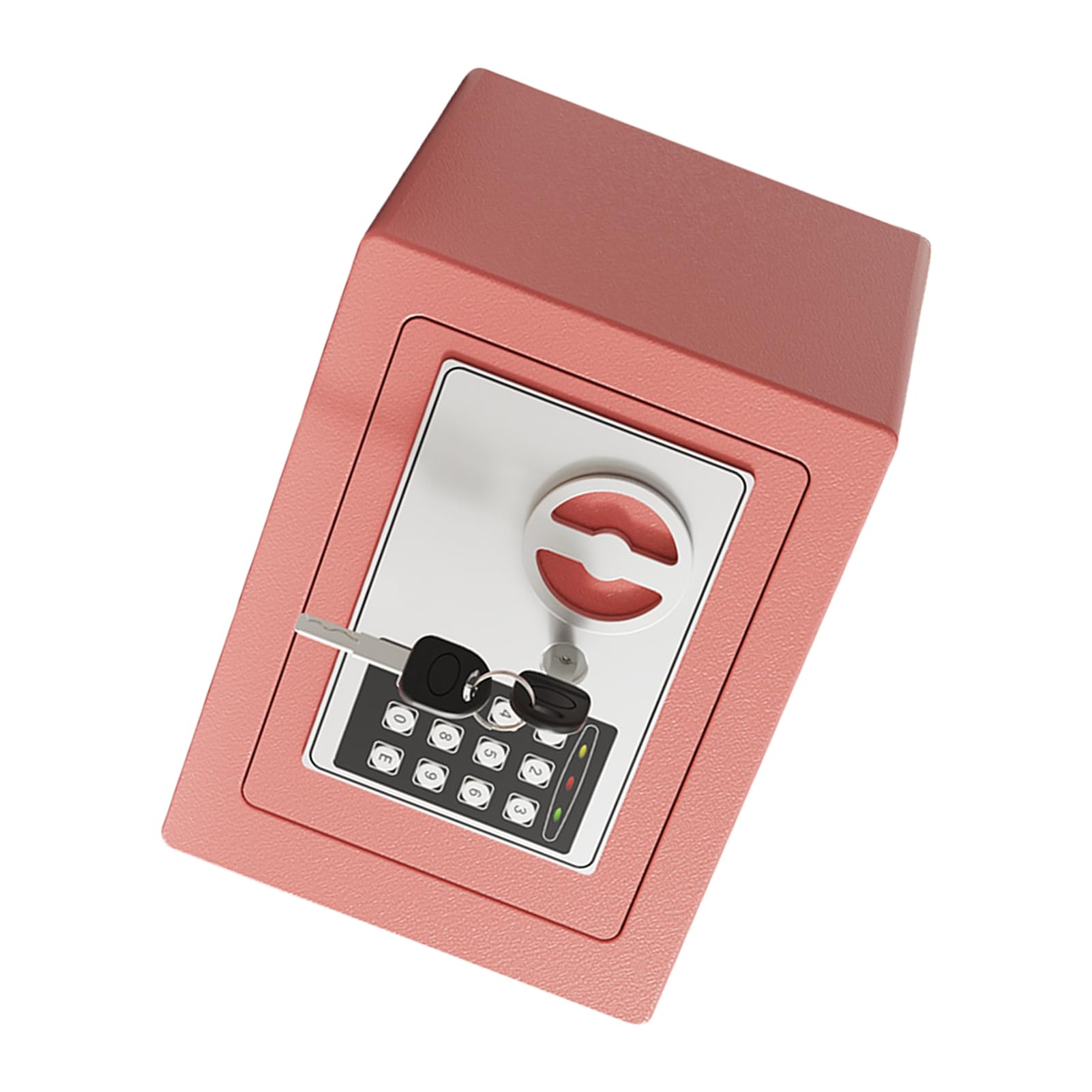 Mini Caja Fuerte de Metal Ignífuga, Cajas Fuertes para el Hogar, Caja Impermeable Ignífuga, con Teclado y 2 Llaves de Repuesto, Seguridad Digital para Dinero, Joyas, Documentos de (Rosa)