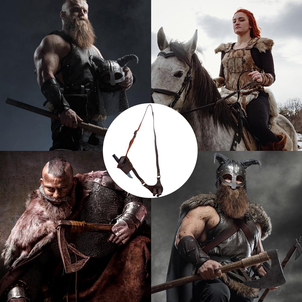 GORGECRAFT Fodero per Spada Regolabile con Fondina in Pelle per Spada Medievale Rana Fondina per Spada retrò Tracolla Fodero Larp Accessorio per Costume per Cavaliere Guerriero Pirata Cosplay Marrone