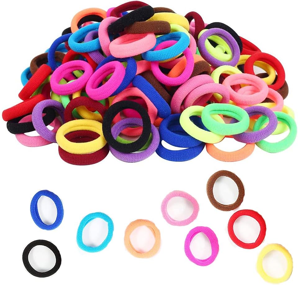 100pc Baby Hair Ties, Cotton Toddler Hair Ties for Girls and Kids, Multicolor Small Seamless Hair Bands Elastic Ponytail Holders Baby Hair Ties, Seamless Hair Bands