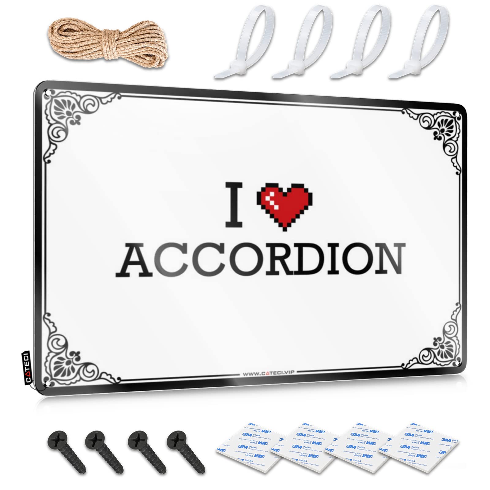 Fzfn Colour Farmhouse Signs Fun Small I Love Accordion For Patio - Coffee Customizable(20X30cm)