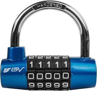 BV 5 Digit Combination Alloy Padlock - Safety Lock for Toolbox, Closet & Gym Locker (Blue)