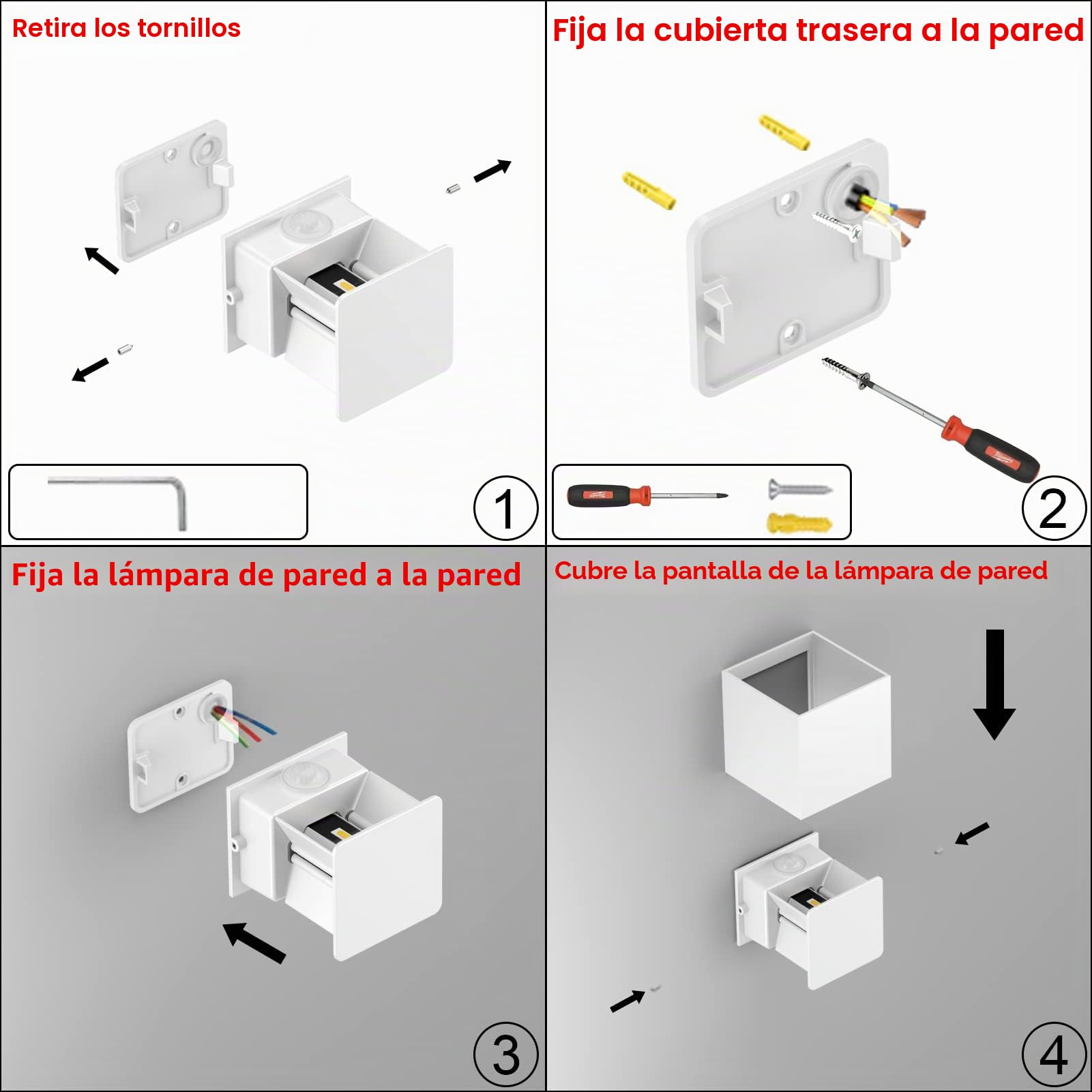 Klighten Aplique de pared con sensor de movimiento, 12W Aplique pared exterior/interior con haz de luz ajustable, 3000K blanco cálido, Lámparas de pared Ip65 con sensor, Blanco