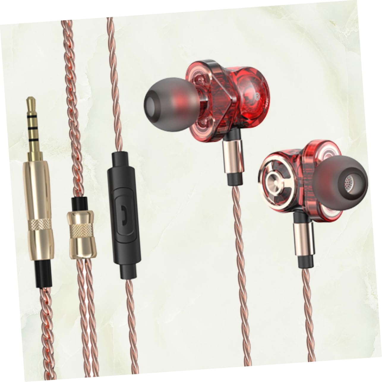 Auriculares Intraaurales Deportivos De Metal con Cable Trenzado para Música con Micrófono Rojos