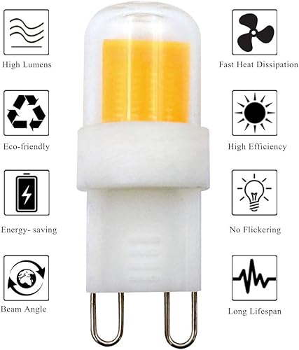 Miniatura 5 de Bombillas LED G9, base G9 regulable, equivalente a 4 W, halógeno de 40 W, 300 lm, blanco cálido 3000 K, CA 110 V120 V130 V, base G9 con pin de cubo,