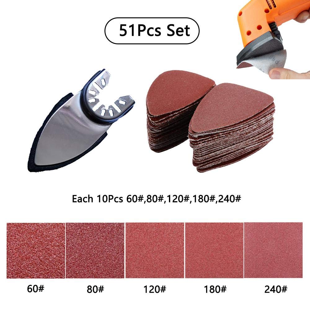 Oszillierendes Multitool Schleifen Fingerpad Oszillierendes Zubehör Kit, Multitool Oszillierendes Schleifpapier Schleifpapier Dreieck und Fingerschleifpad Halter zum Schleifen Polieren, Fit Milwaukee,