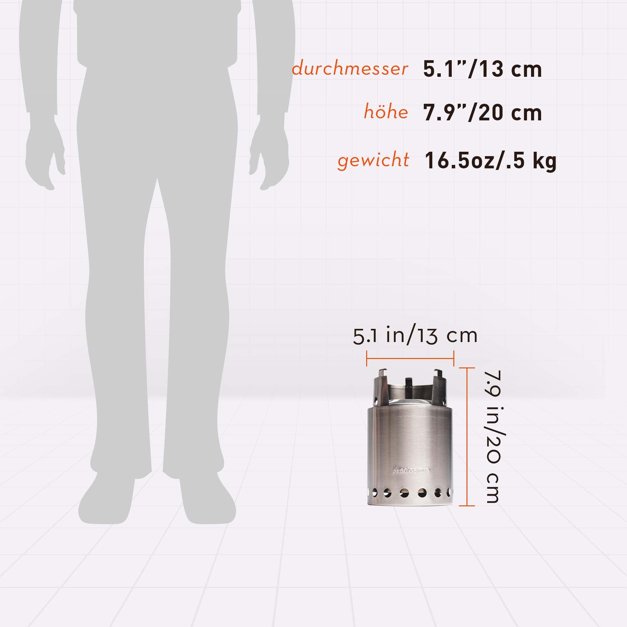 Solo Stove Titan Campingkocher | Tragbarer Camping Stove, Für 2-4 Personen, Rostfreier Edelstahl, Leistungsstarke, effiziente Holzverbrennung mit geringer Rauchentwicklung, 20x13cm, 468g leicht