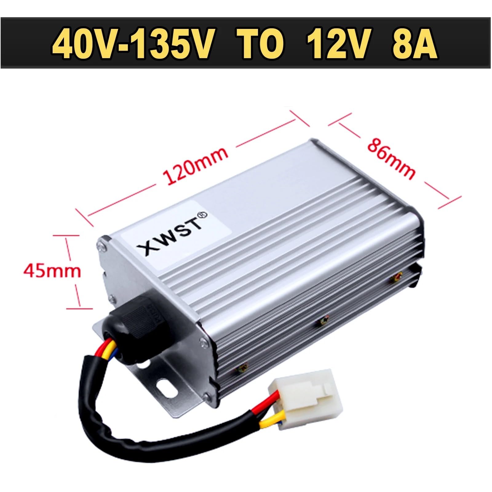 Convertidor Aislado de CC a CC, convertidor Reductor Reductor de 40-135V a 12V, inversor de 48V, 60V, 90V, 110V, 120V a 12V for LED de(8A Aluminum ML,40-135V)