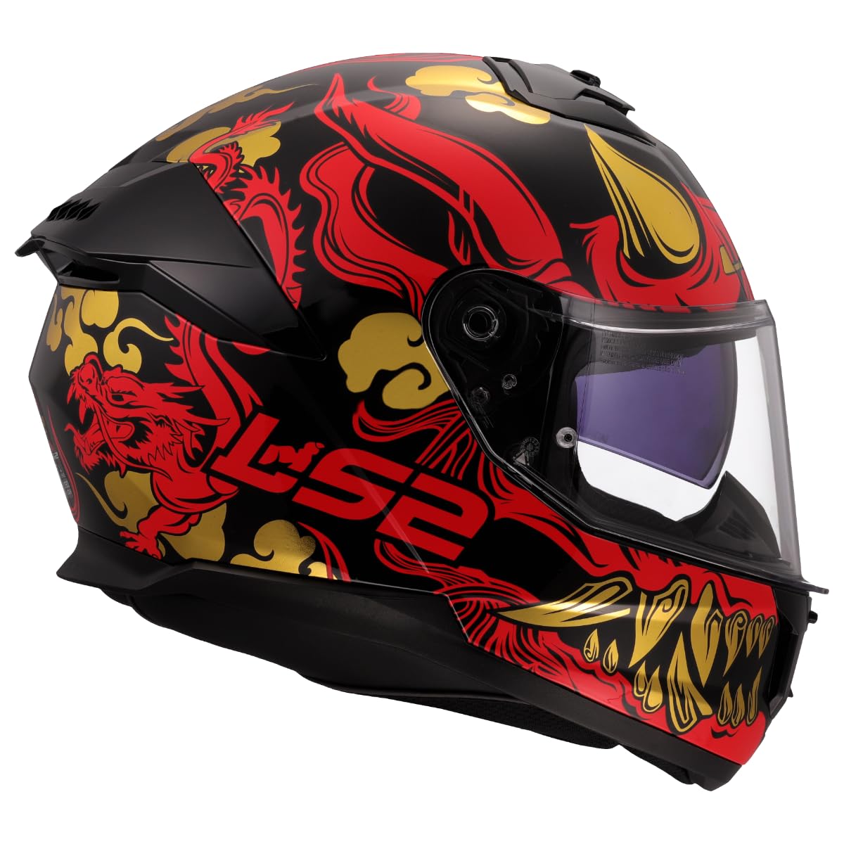 LS2, Casco Moto Integrale STREAM II DRAKO Gloss Black Red, XS