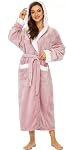 ccko Plush Robes For Women, Fleece Fuzzy Womens Robe,Soft Warm Women's Bathrobe with Hood for Bath Spa Shower House