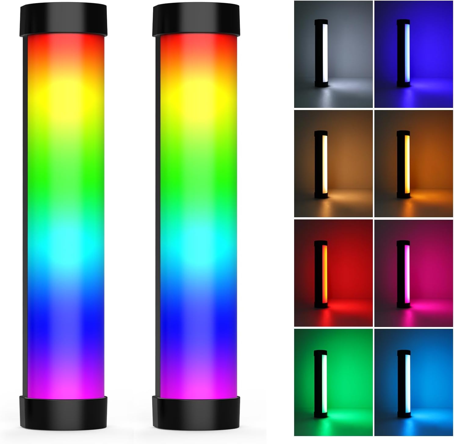 LUXCEO 2Pack Handheld Light Wand, Multicolor RGB LED Video Light for Photography, 2000mAh Rechargeable Mini Light Stick Dimmable 3000K-6000K CRI95+ Professional Tube Lights for YouTube, TikTok