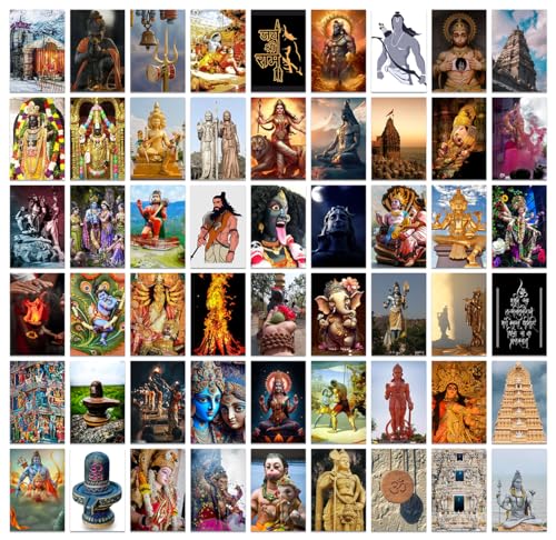 Image of Pack of 54 God Wall Collage Kit Posters - 4 x 6 Inches Wall Decor Poster - Wall Art For Bedroom, Living room, Office - 1 Tissue Tape