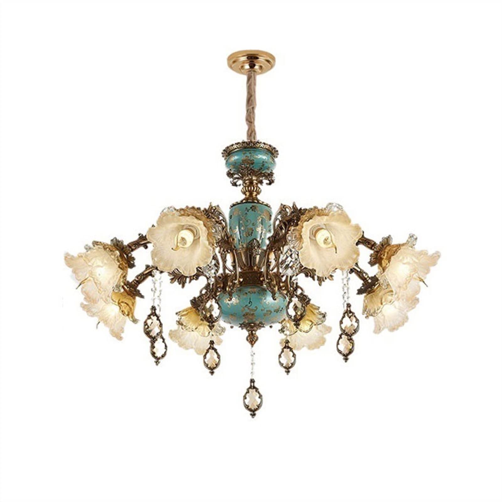 Yinj9562fg Chandeliers European Style Ceramic Crystal Decorative Chandelier Modern Living Room Dining Room Lighting Fixtures Large Size Chandelier Living Room