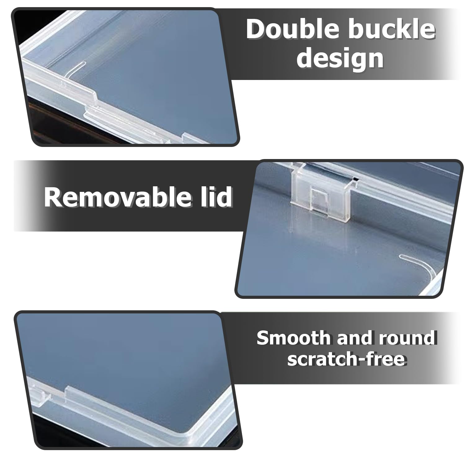 Leikurvo Set van 4 A4 opbergdozen: 31 x 21,5 x 2 cm opbergdozen van kunststof, A4 archiefdoos, A4 transparante organizer voor documenten, brieven, verzamelalbums, tijdschriften