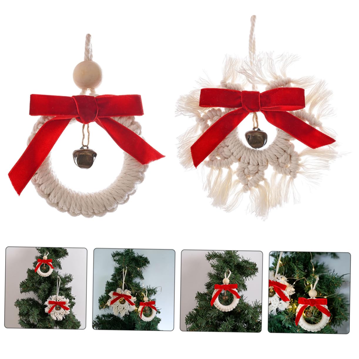 Zerodeko 6pezzi Ornamenti Decorativi Campana Intrecciati Per Decorazioni Natalizie Pendenti Fatti Mano Per Festeggiamenti e Foto Per Alberi Di Natale e Eventi Festivi