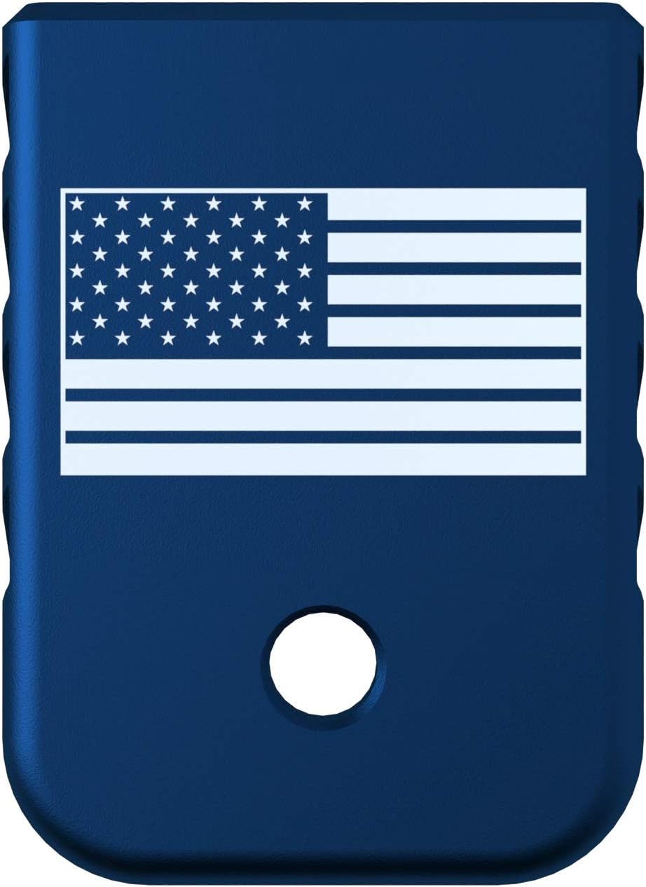 Magazine Base Plate for Glock Gen 1-5 - Blue (Angle Serrations) American Flag Graphic - Fits 9mm .40 Cal .357 Sig 45 Gap