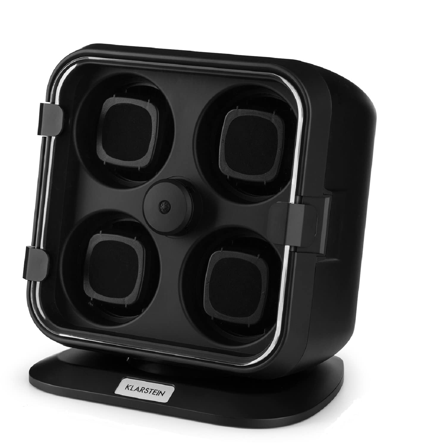 Klarstein Uhrenbeweger für 4 Uhren, Automatik für Damen & Herren, für Automatikuhren, Leiser Automatischer, Watch Winder Mit LED-Beleuchtung, 3 Rotationen