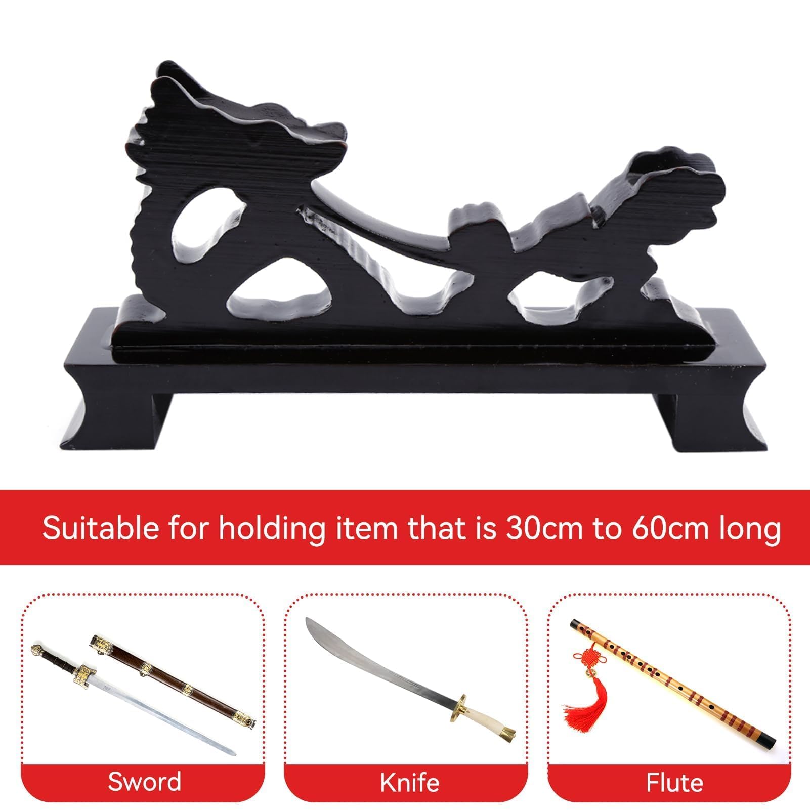 HERCHR Singolo Orizzontale Stand Wakizashi, Supporto per Spada Nero Cinese a Forma Di Drago, Porta Spada Wakizashi Katana Espositore Da Tavolo a Forma Di Drago, Supporto Da Tavolo per Spada