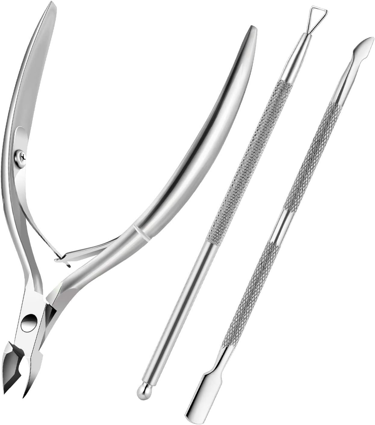 KASTWAVECuticle Trimmer with Cuticle Pusher, Cuticle Remover Professional Stainless Steel Cuticle Cutter Nippers Rainbow Sharp Durable Pedicure Manicure Tools for Fingernails and Toenails (Silver)