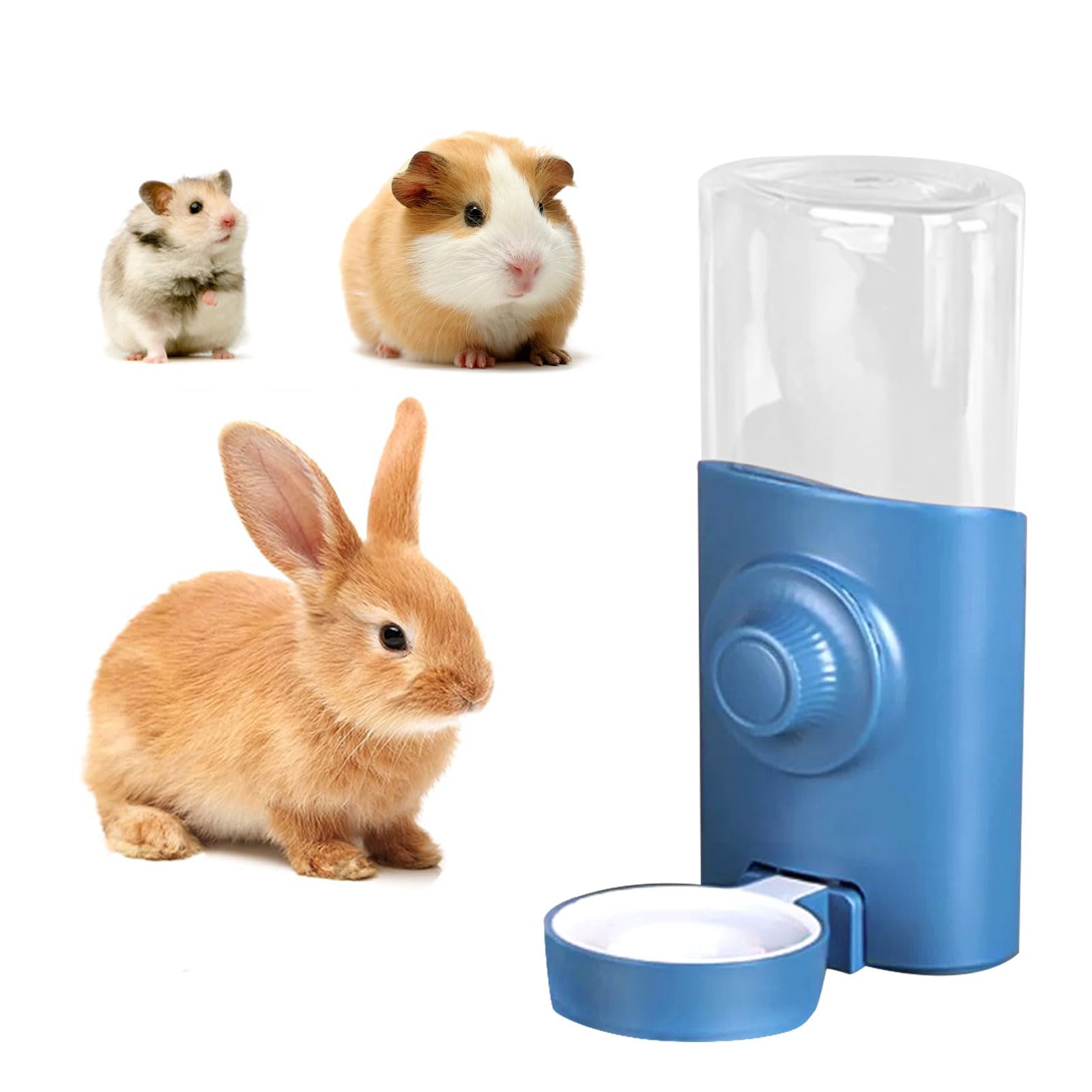 Dispensador Automático de Agua para Conejos, 600 Ml, Dispensador de Agua Colgante para Mascotas, Botella para Conejos, Chinchilla, Erizo, Ardilla, Hurón, Color Azul