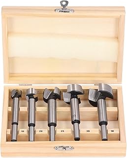 Forstner Drill Bit Set, 5Pcs Professional High Speed Carbon Steel Forstner Bits, 15mm 20mm 25mm 30mm 35mm Forstner Bit Set for Wood Drilling Holes